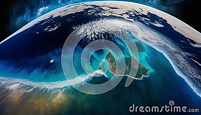 Freeing the World: A View from Space, Made with Generative AI Stock Photo