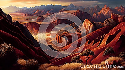 Ancient Earth: A Timeless Landscape of Untamed Beauty, Made with Generative AI Stock Photo