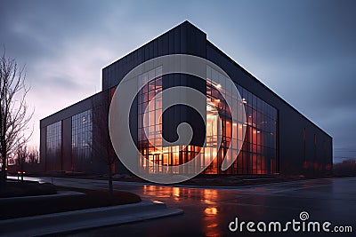 Portray the elegance of industrial architecture by photographing a modern factory. Stock Photo