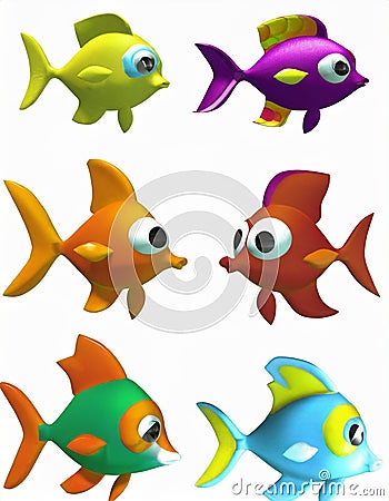 Set of cartoon fish Stock Photo