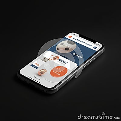 AI-Generated Image: Close-Up of iPhone Displaying E-Commerce Webpage Stock Photo