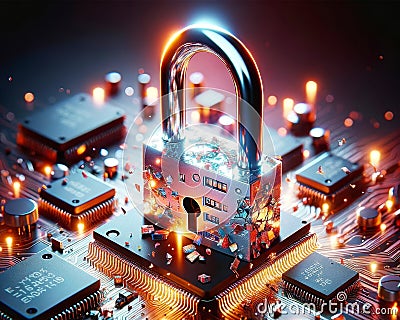 Unsecure Internet Surfing Passwords Unprotected Codes Microchip Circuit Board Electronics Online Unsafe AI Generated Stock Photo