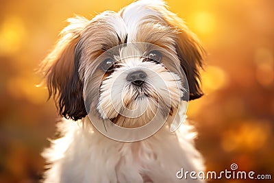 cute beautiful Shih Tzu dog portrait for advertising with copy space Stock Photo