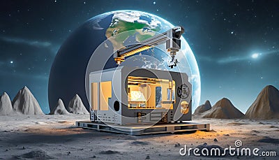 3D-printing a house on the moon Stock Photo