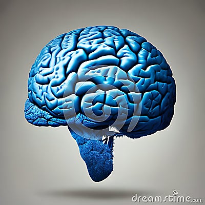 Blue 3D render of brain Stock Photo