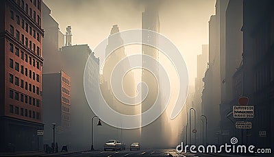 Grim Cityscape: A Dystopian Vision of Earth's Future, Made with Generative AI Stock Photo