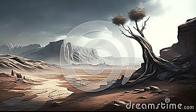 The Desolate Earth: A Post-Apocalyptic Landscape, Made with Generative AI Stock Photo