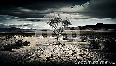 The Desolate Earth: A Post-Apocalyptic Landscape, Made with Generative AI Stock Photo