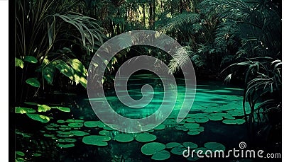 Emerald Oasis: A New World, Made with Generative AI Stock Photo