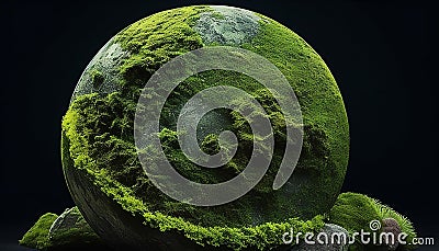 Mossy Stone Planet: A Captivating Natural Haven, Made with Generative AI Stock Photo