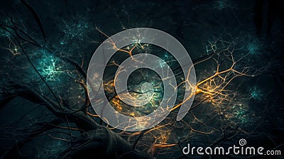 Surreal Neurons, Made with Generative AI Stock Photo