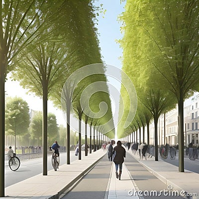 AI generated image - european city green mobility Stock Photo