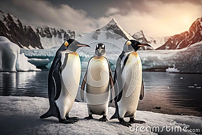 Penguins are social birds live in colonies Stock Photo