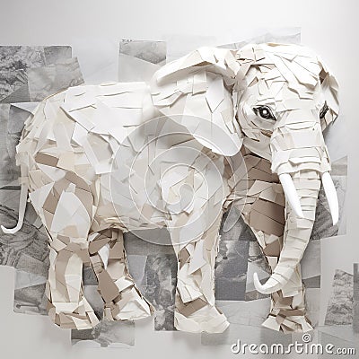 an elephant made from torn paper layers Stock Photo