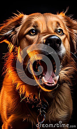 Fiery Frenzy: The Angry Dog Stock Photo