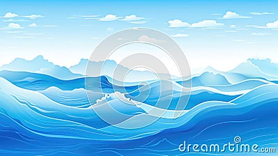 Minimalist Ocean Serene Design in Deep Blue Tones AI generated Stock Photo