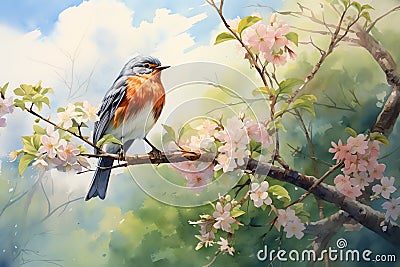 Outdoor birdwatching and bird feeding self care background Stock Photo