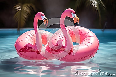 Pink Flamingo Pool Floats, pink life Stock Photo