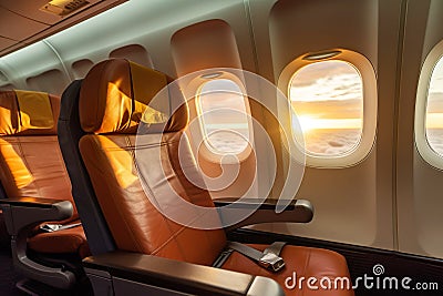 AI generated image of plane interior with food Stock Photo