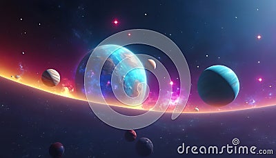 an image of planets and stars in space Stock Photo