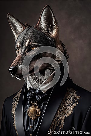 ai generated image portrait wolf in a business suit Stock Photo