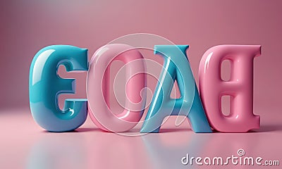 A pink and blue word is displayed on a pink background. Stock Photo