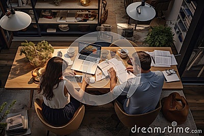 Home Office, Husband and wife working at home. Stock Photo