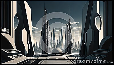 Earth's Future Horizon: A Glimpse from 2522, Made with Generative AI Stock Photo