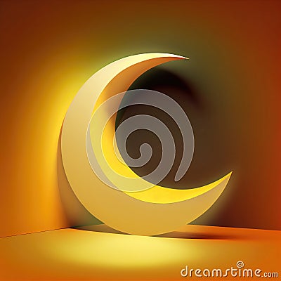 ai generated image of three dimension yellow crescent Stock Photo