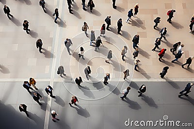 Top view of business people walking in a crowded place Stock Photo