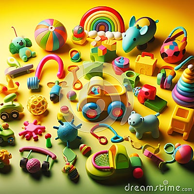 Ai generated image of a Various kid toddler toys colorful toy Stock Photo