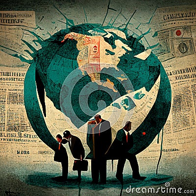 AI generated image. World economic crisis concept. Financial crash worldwide Stock Photo