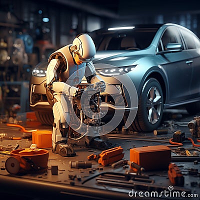 AI generated images,Assembly of car parts with machinery Stock Photo