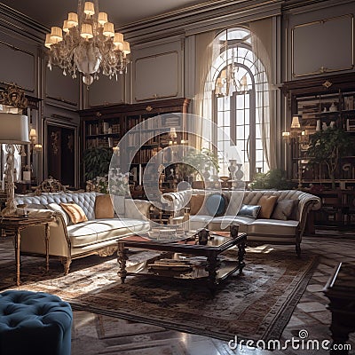 AI generated images, living room interior design luxury model style Living room Stock Photo