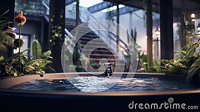 AI Generated Spa day with a person enjoying a massage or soaking in a jacuzzi Stock Photo