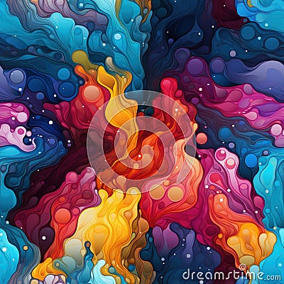 ink liquid rainbow colourful seamless pattern by AI generated Stock Photo