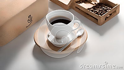 AI-Generated Kokuto Espresso: Japanese Fusion of Espresso Bliss with Okinawan Black Sugar Stock Photo