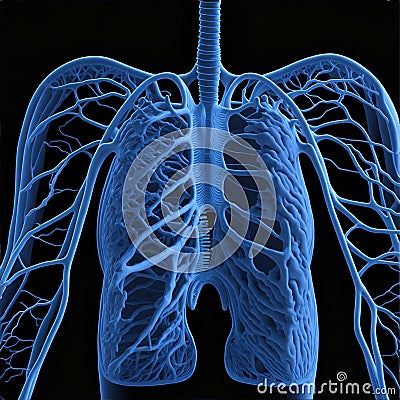 Lung cancer diagram in detail. Ai Generated Stock Photo