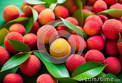 Lychee, concept of fresh and ripe exotic food Stock Photo