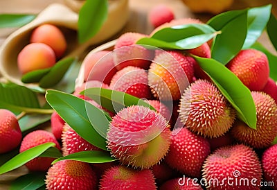 Lychee, concept of fresh and ripe exotic food Stock Photo