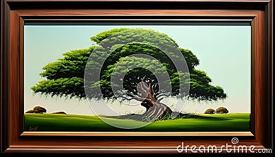 Majestic Tree Sprouts from a Grassy Haven, Cradled by a Gentle Hand, Made with Generative AI Stock Photo