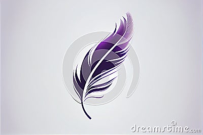 AI generated minimalistic logo icon with isolated purple feather Stock Photo