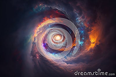 Mysterious multicolored spiral space galaxy Stock Photo