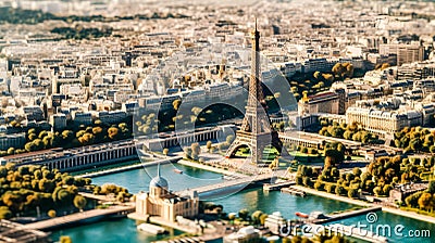 AI-Generated Perfect Top View: Miniature Paris on Circuit Board Stock Photo