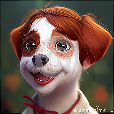 Ai generated pet portrait. Jack russel terrier face Stock Photo