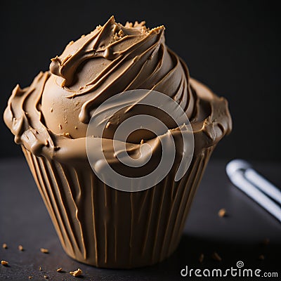 brown chocolate almond ice cream in a cup Stock Photo