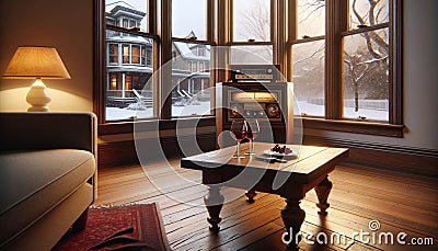 Vintage Retro Hi-FI Stereo Component AI Generated Home Interior Radio Stock Photo