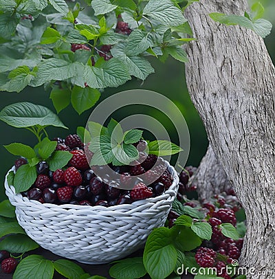 AI generated picture: forest berries Stock Photo