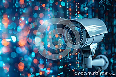 Advanced security setup integrates multi-factor authentication, digital encryption, and video technology for secure network access Cartoon Illustration