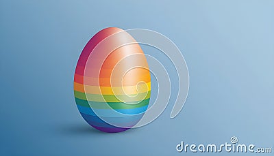 rainbow painted easter egg on calm blue background Stock Photo